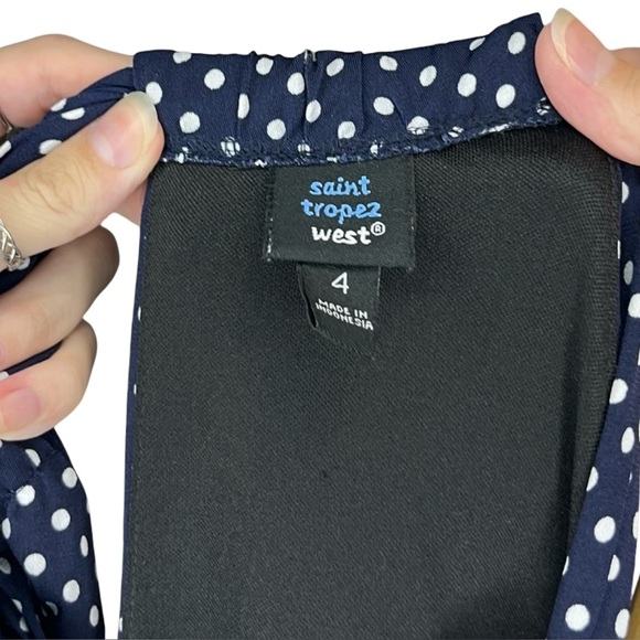 Saint Tropez West Navy and White Polka Dot Dress size 4 - Picture 5 of 6